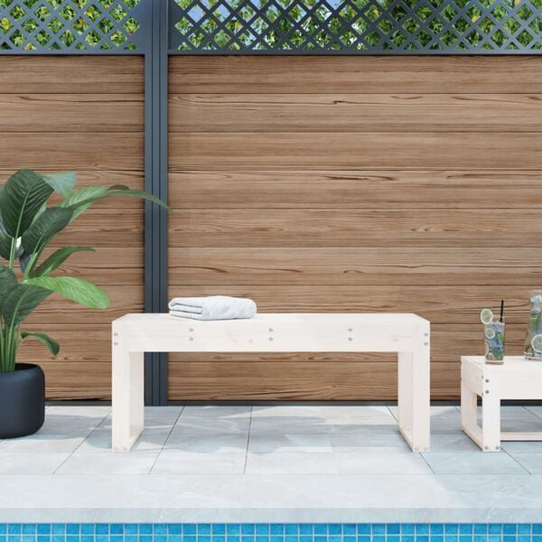 vidaXL Banco de jardín madera maciza de pino blanco 110x38x45 cm