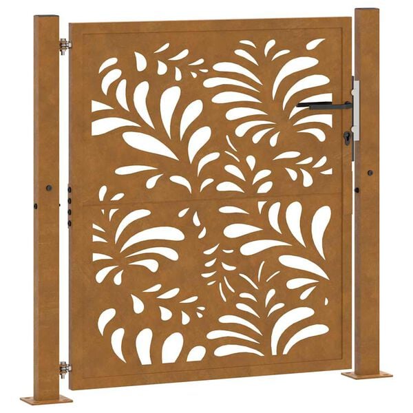 vidaXL Puerta de jardín 100x100 cm de acero corten con diseño ondulado
