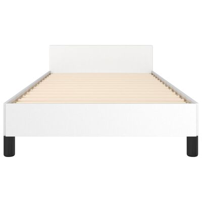 vidaXL Estructura de cama con cabecero cuero sintético blanco 90x200cm