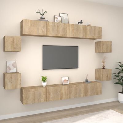 vidaXL Set de muebles para TV 8 pzas madera contrachapada roble Sonoma