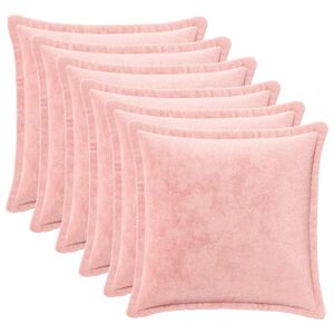 vidaXL Coj&iacute;n decorativo 6 uds. HOUTEN Rosa 35 x 35 cm Franela