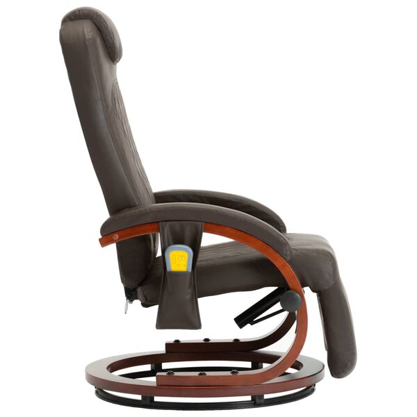 vidaXL Sillón de masaje de TV reclinable cuero sintético marrón
