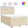 vidaXL Cama box spring con colch&oacute;n tela color crema 140x190 cm