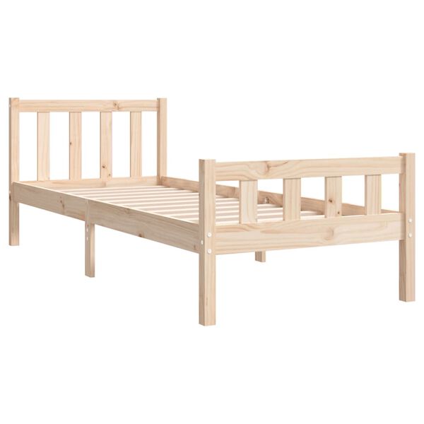 vidaXL Estructura de cama individual pequeña sin colchón madera maciza