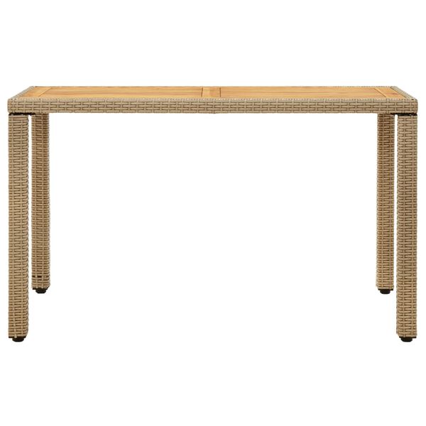 vidaXL Mesa de jard&iacute;n rat&aacute;n sint&eacute;tico madera acacia beige 123x60x74cm