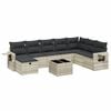 vidaXL Set muebles jard&iacute;n 9 pzas y cojines rat&aacute;n sint&eacute;tico gris claro