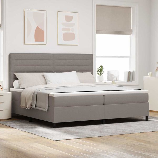vidaXL Cama tipo Box Spring con colch&oacute;n Taup&eacute; 200 x 200 cm tela