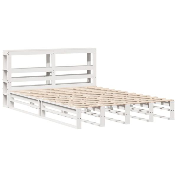 vidaXL Estructura de cama sin colch&oacute;n madera maciza blanca 120x190 cm