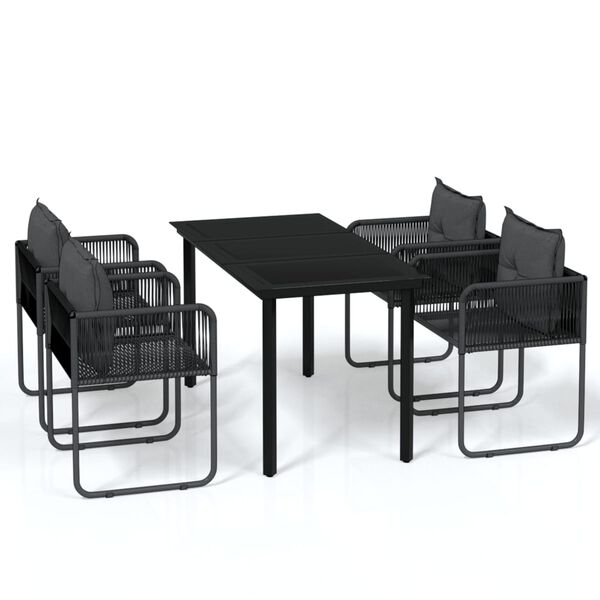 vidaXL Juego de comedor para jard&iacute;n 5 piezas negro