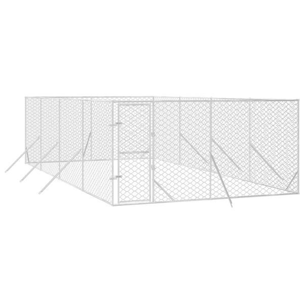 vidaXL Perrera de exterior acero galvanizado plateado 4x8x2 m