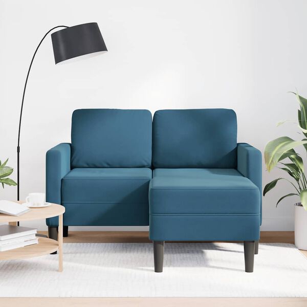 vidaXL Sof&aacute; 2 plazas con chaise longue en forma L azul 125 cm