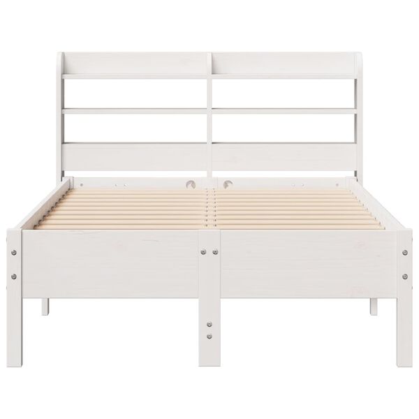 vidaXL Estructura de cama sin colch&oacute;n madera maciza blanca 120x190 cm