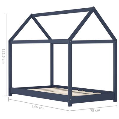 vidaXL Estructura de cama infantil madera maciza pino gris 70x140 cm