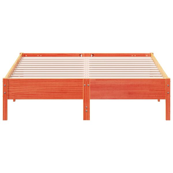 vidaXL Cama sin colch&oacute;n madera maciza de pino marr&oacute;n cera 160x200 cm