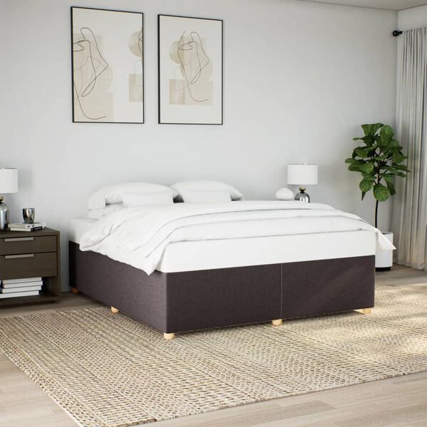 vidaXL Cama sin colch&oacute;n tela marr&oacute;n oscuro 200x200 cm