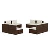 vidaXL Set sof&aacute;s de jard&iacute;n 8 piezas y cojines rat&aacute;n sint&eacute;tico marr&oacute;n