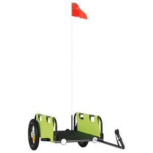 vidaXL Remolque para bicicletas hierro y tela Oxford verde