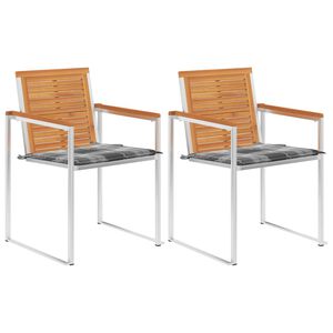 vidaXL Sillas de jard&iacute;n con cojines 2 uds madera maciza acacia y acero