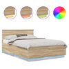 vidaXL Estructura de cama con tiras LED Roble Sonoma 150 x 200 cm