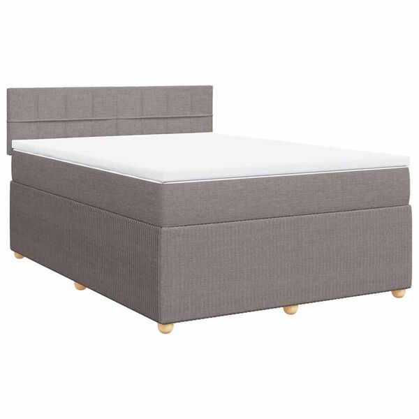 vidaXL Cama box spring con colch&oacute;n tela gris taupe 160x200 cm