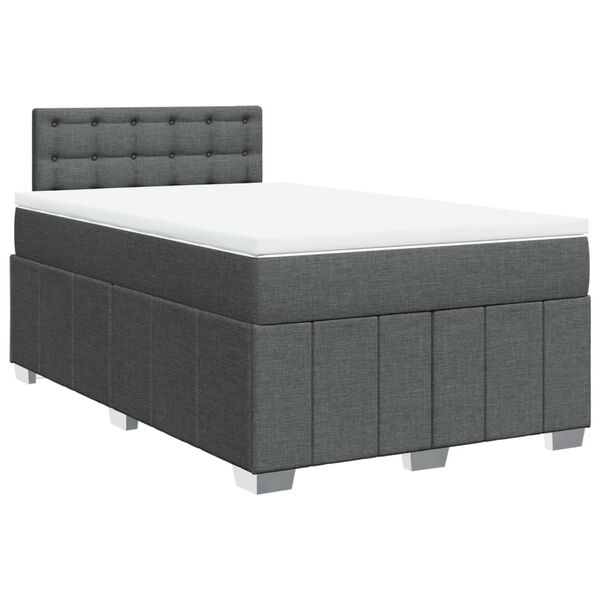 vidaXL Cama box spring con colch&oacute;n tela gris oscuro 120x190 cm