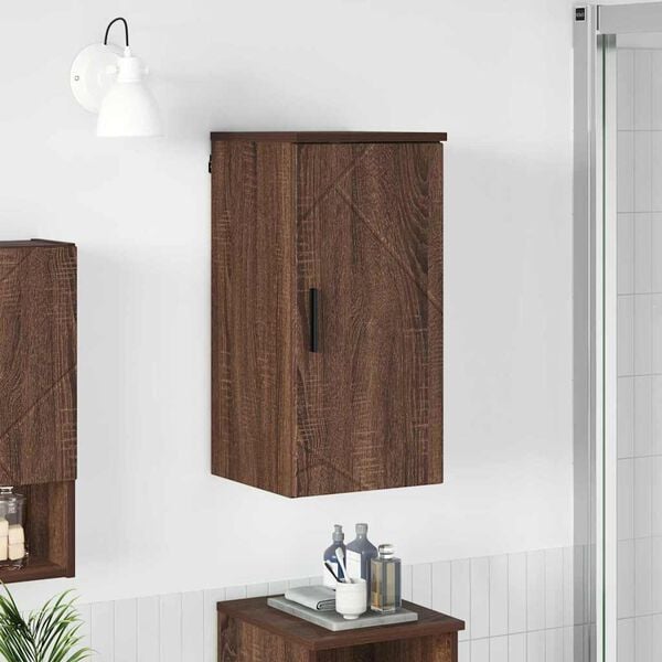 vidaXL Gabinete de Ba&ntilde;o con puerta Roble Marr&oacute;n 30 x 31,5 x 61 cm