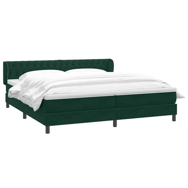 vidaXL Cama box spring con colchones terciopelo verde oscuro 180x210cm