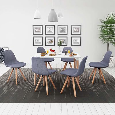 vidaXL Conjunto de mesa de comedor y sillas 7 uds blanco y gris claro
