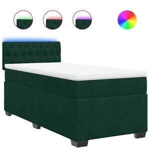 vidaXL Cama box spring con colch&oacute;n terciopelo verde oscuro 80x200 cm