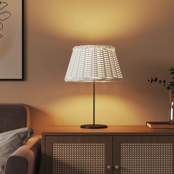 vidaXL Pantalla para l&aacute;mpara mimbre blanco &Oslash;50x30 cm