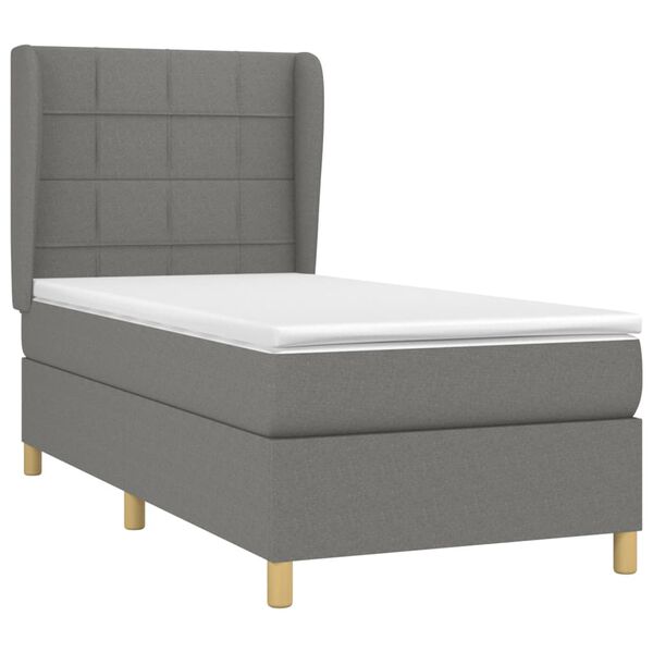 vidaXL Cama box spring con colch&oacute;n tela gris oscuro 80x200 cm