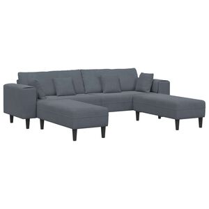 vidaXL Sof&aacute; 3 pcs Gris oscuro 250 x 188 x 76 cm Terciopelo