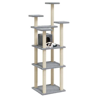 vidaXL Rascador para gatos con postes de sisal gris claro 171 cm