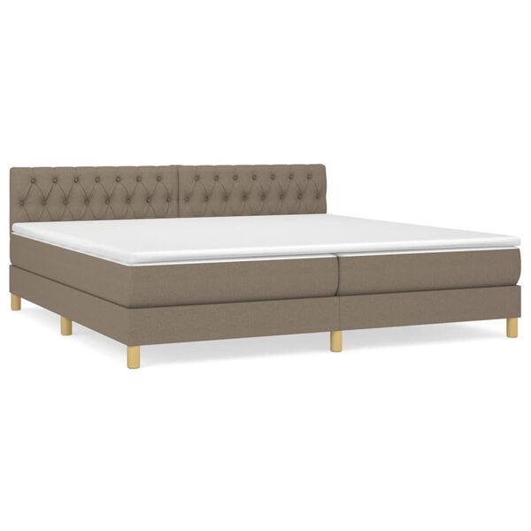 vidaXL Cama box spring con colch&oacute;n tela gris taupe 200x200 cm