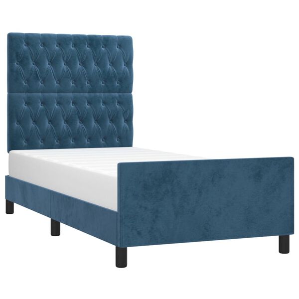 vidaXL Estructura de cama sin colch&oacute;n terciopelo azul oscuro 100x200cm