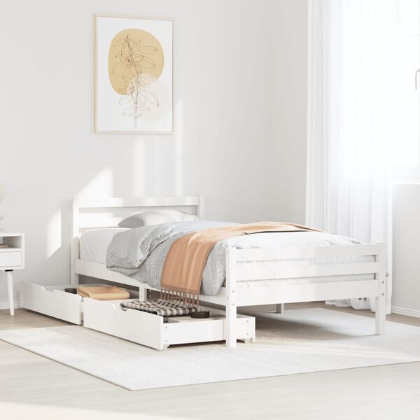 vidaXL Estructura cama sin colch&oacute;n madera maciza pino blanca 100x200cm