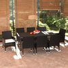 vidaXL Set de comedor de jard&iacute;n 9 pzas y cojines rat&aacute;n sint&eacute;tico negro