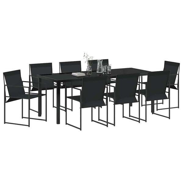 vidaXL Conjunto de Comedor de Jard&iacute;n 9 pcs Negro