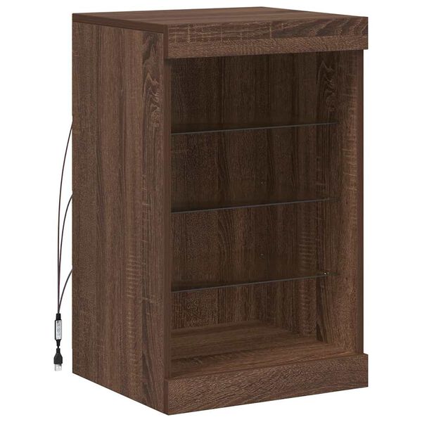 vidaXL Aparador con luces LED roble marr&oacute;n 41x37x67 cm