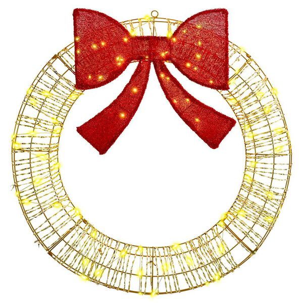 vidaXL Corona con 80 LED c&aacute;lido 91 x 91 x 9 cm PET