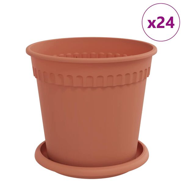 vidaXL Macetas 24 pcs Rojo Ladrillo &Oslash; 17 x 14 cm Pl&aacute;stico