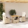 vidaXL Set comedor de jard&iacute;n 3 pzas con cojines rat&aacute;n sint&eacute;tico beige