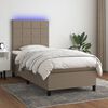 vidaXL Cama box spring colch&oacute;n y luces LED tela gris taupe 100x200 cm