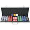 vidaXL Juego de P&oacute;ker con 500 fichas malet&iacute;n de aluminio