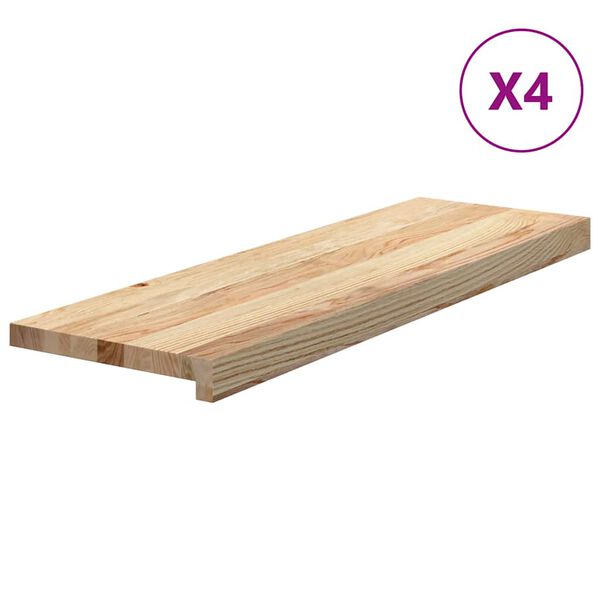 vidaXL Pelda&ntilde;os de escalera 4 uds madera maciza 80x25x2 cm