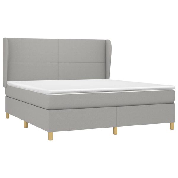 vidaXL Cama box spring con colch&oacute;n tela gris claro 180x200 cm