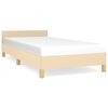 vidaXL Estructura de cama con cabecero sin colch&oacute;n tela crema 90x190cm