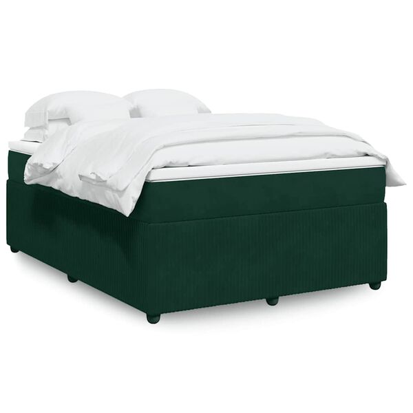 vidaXL Cama box spring con colch&oacute;n terciopelo verde oscuro 140x200 cm