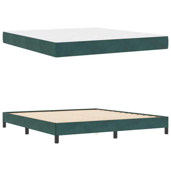 vidaXL Cama tipo Box Spring con colch&oacute;n Verde oscuro 180 x 210 cm tela
