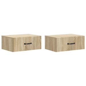 vidaXL Mesita de Noche de Pared 2 uds. Roble Sonoma 49 x 34,5 x 20 cm